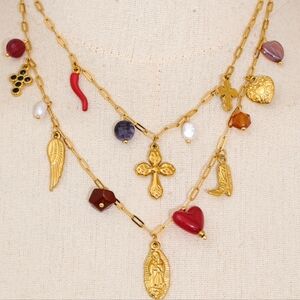 Free People Charm Necklace Cross Western Boot Heart | NWOT